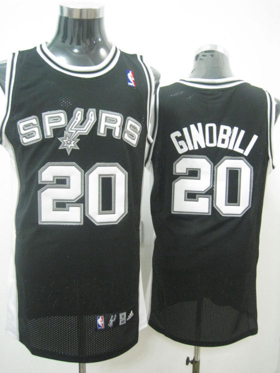 San Antonio Spurs Ginobili Black White Grey Jersey